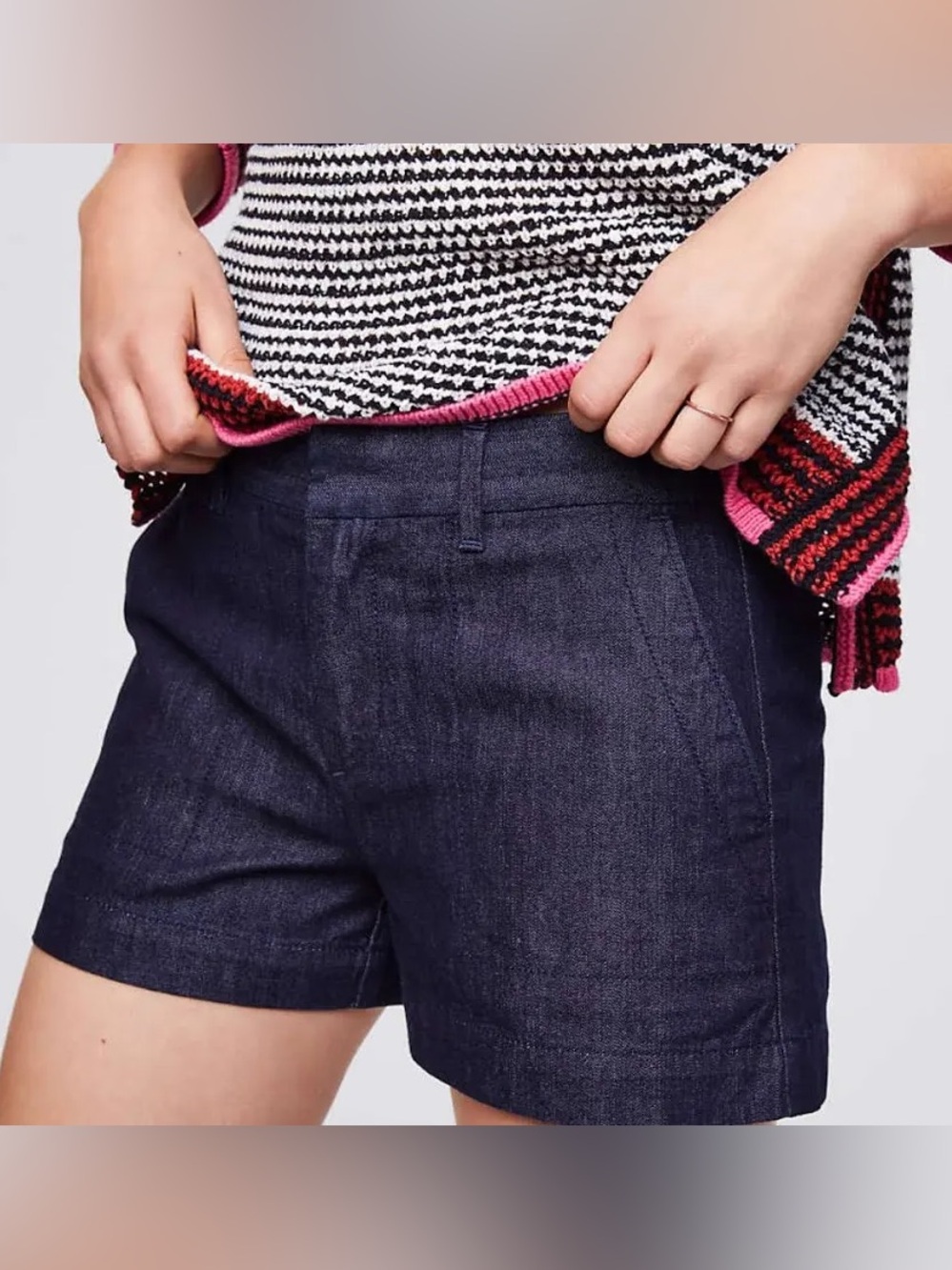 LOFT Dark Blue Denim Tailored Shorts in Rise Wash